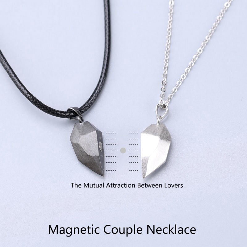 2pcs Couple Necklace Magnet Suction Wishing Stone Attraction Pendants MenWomen Love for Long Distance Girlfriend Women