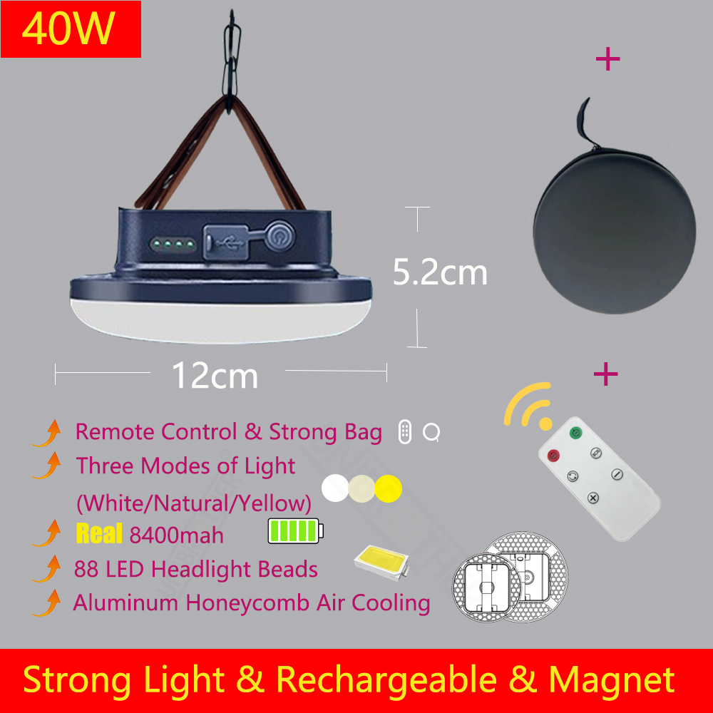 13500Mah Oplaadbare Sterke Licht Camping Lantaarn 21700 Batterij Buiten Waterdicht Kampeerlicht Afstandsbediening Case Tent Lamp: 9w