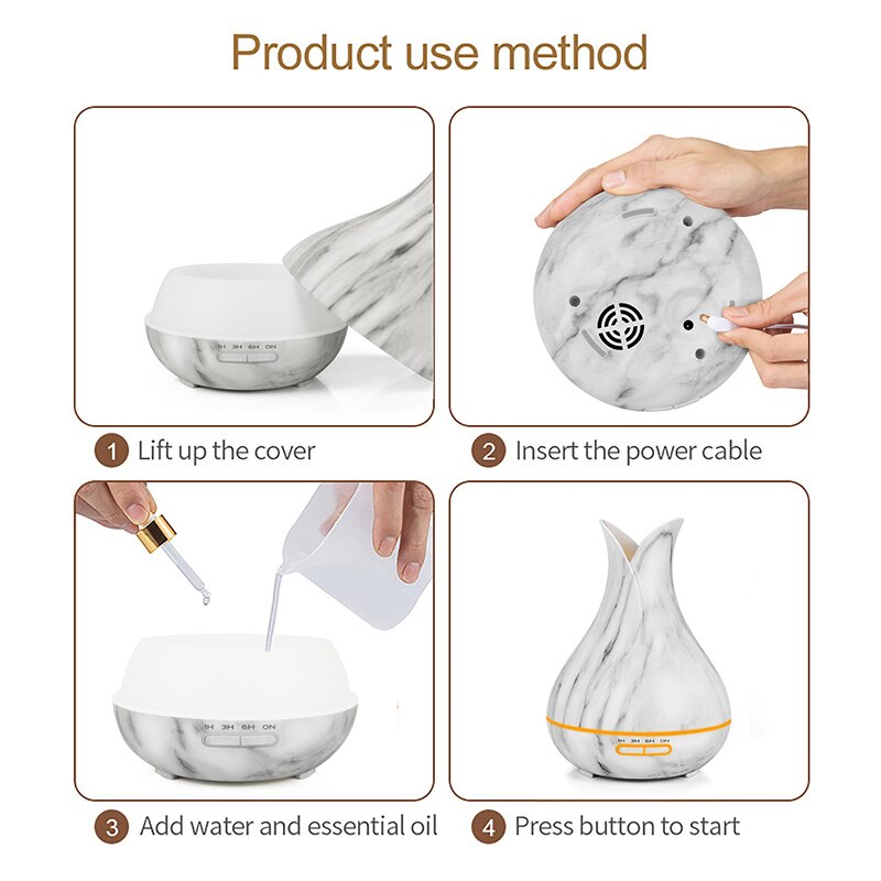 NEW400ml Ultrasone Luchtbevochtiger Aroma Diffuser Essentiële Olie Lucht Pupifier met 7 Kleur Veranderende LED Verlichting voor Huis of Kantoor