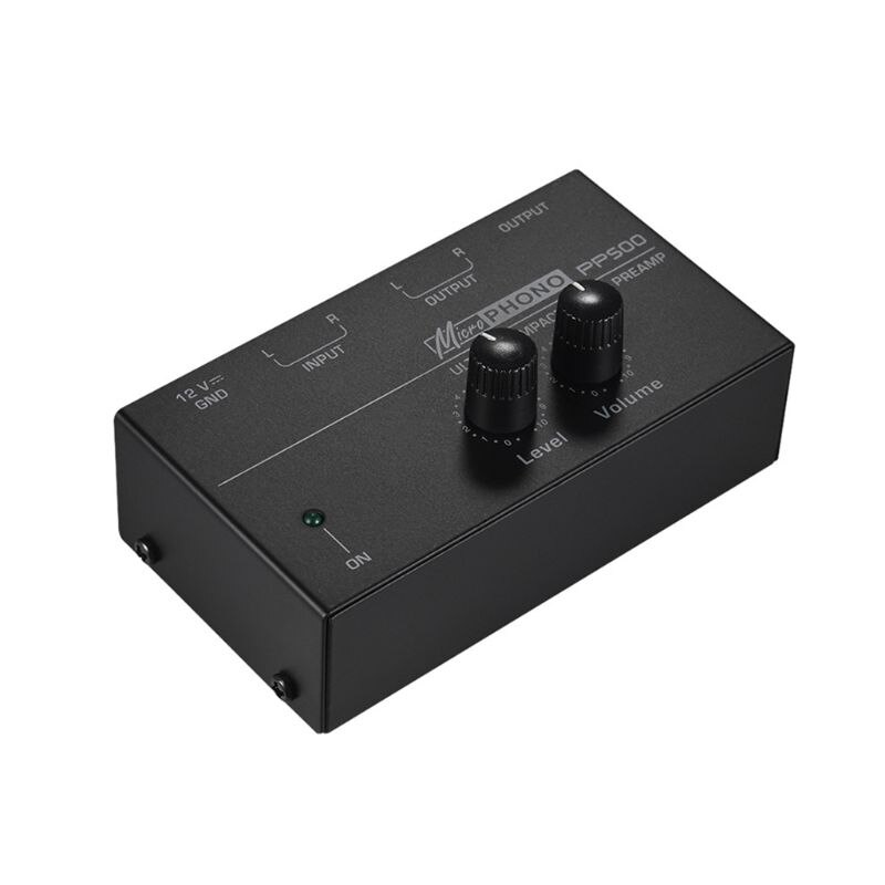 PP500 Phono Preamp Preamplifier with Level Volume Controls RCA Input Output 1/4" TRS Interfaces for LP Vinyl Turntable