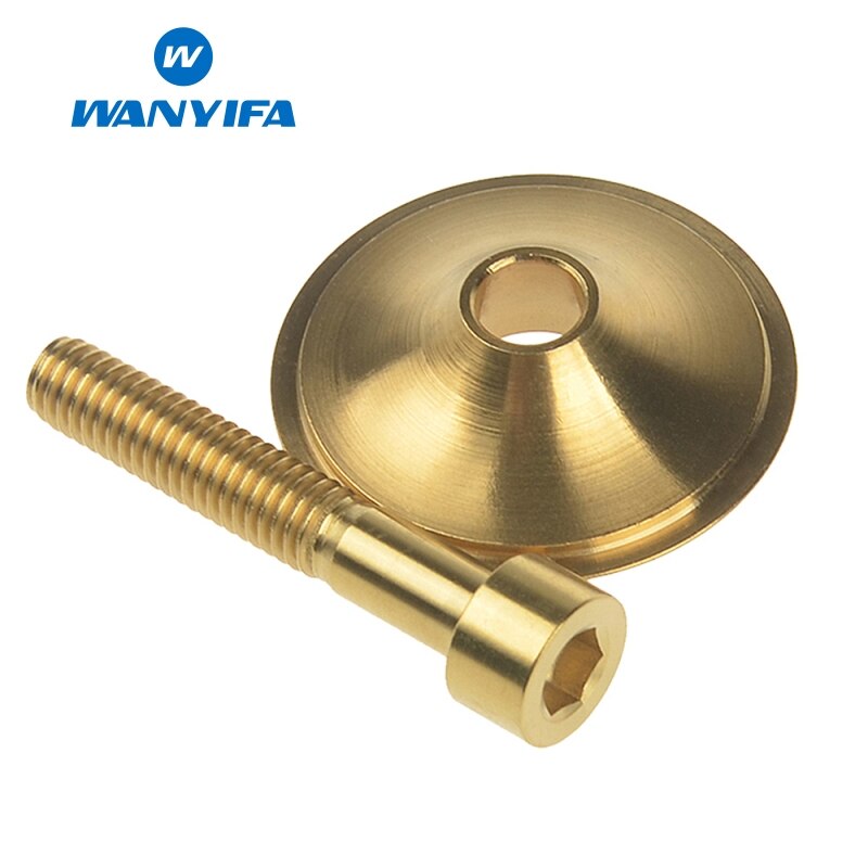 Wanyifa Titanium Ti Carbon Fiber Headset Top Cap & Titanium Bolt M6 x 35mm CNC Bicycle Accessories