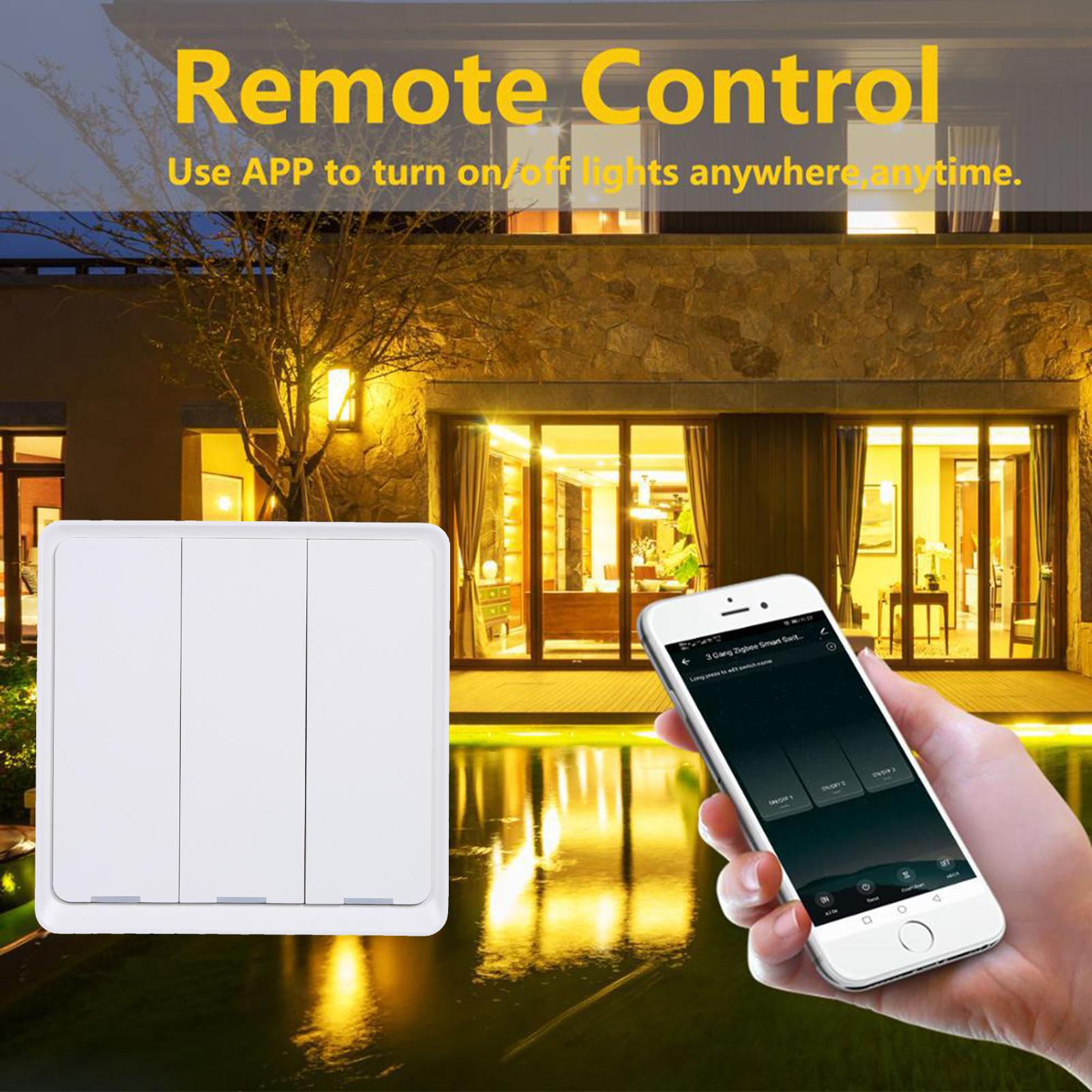 3 Gang Tuya Wifi Smart Light Switch 2.4Ghz Light Switch with Timer No Neutral Wire Needed Compatible with Alexa and Google Home