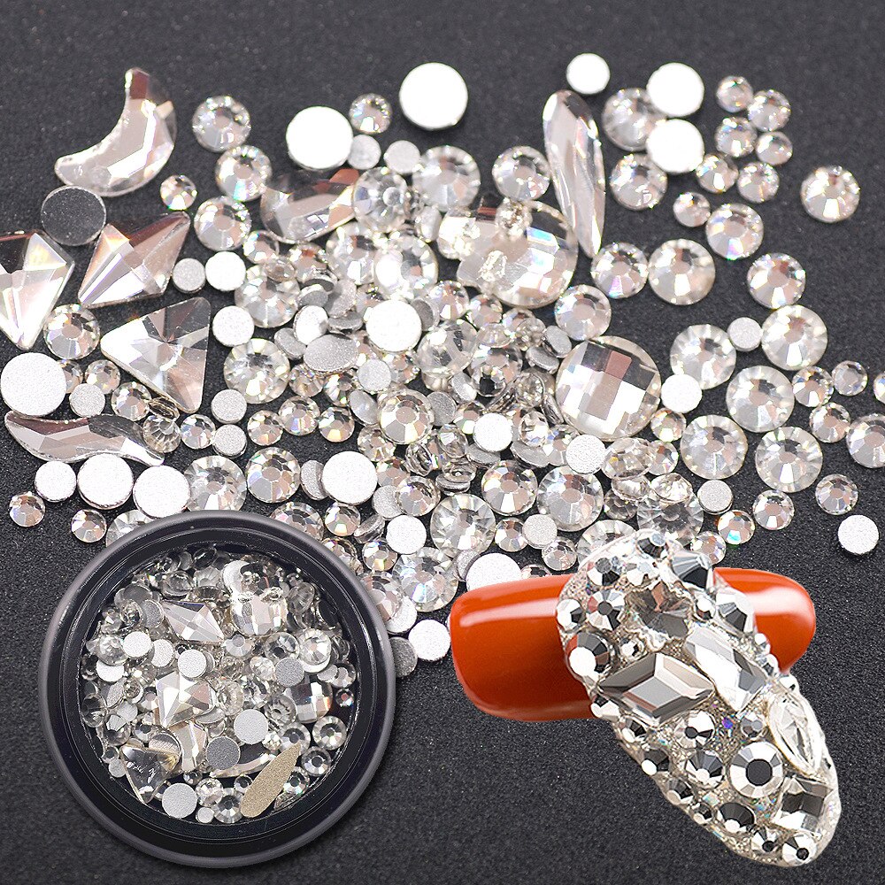 York Storm Gebroken Glas Steentjes Voor Nagels Gems Nail Art Rhinestones Mix Rhinestone 3D Nail Art Decoraties Stones Nail