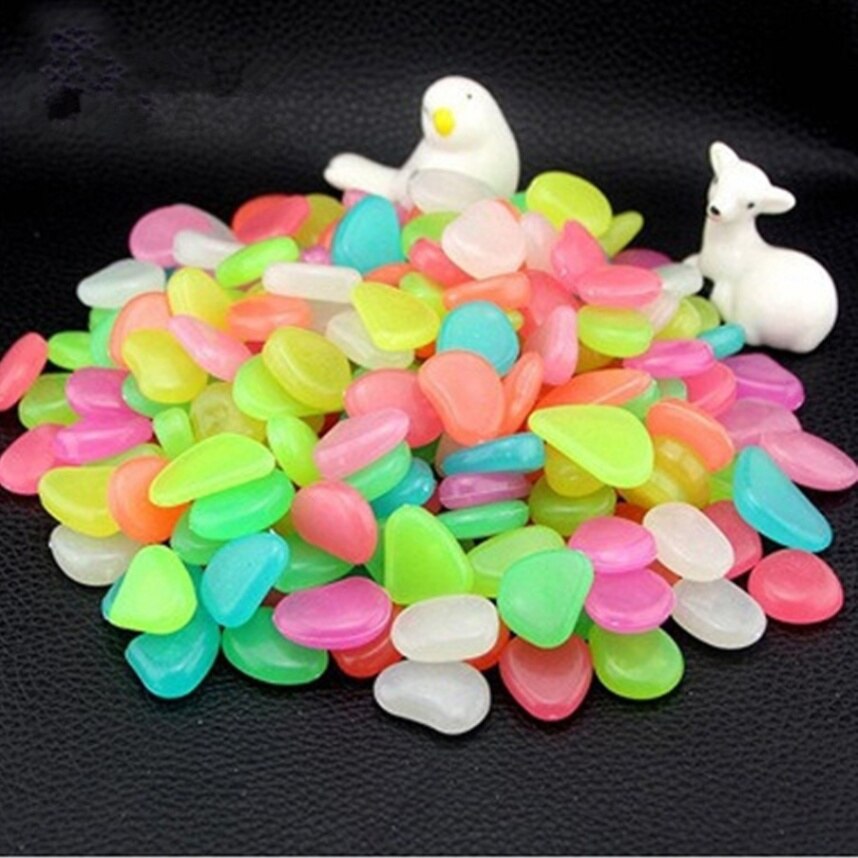 100 Pcs Tuin Steentjes Glow In The Dark Lichtgevende Stenen Voor Loopbruggen Planten Aquarium Glow Pebbles Tuin Decoratie: MULTI