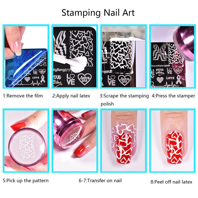 2 st beautybigbang nagelskrivare stämplingsmall set djur blomma träd ringbild nagelkonst stämpel stencilplattor
