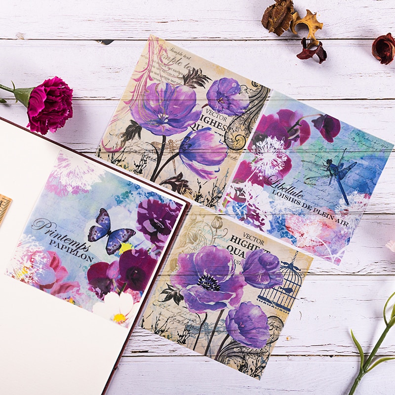 8pcs Vintage Bird Flower Vellum Paper Pattern Pack... – Grandado