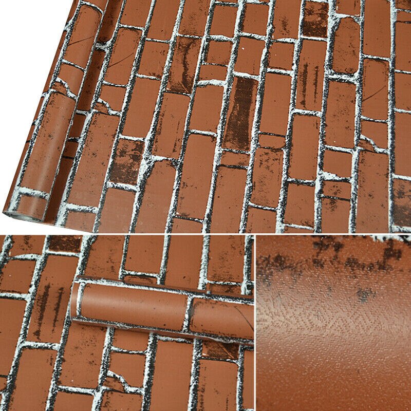 3D Brick Effect Wall Stickers Paper Brick Wallpaper Rustic Effect Self-adhesive Home Decor Sticker Tile Stickers for Wall