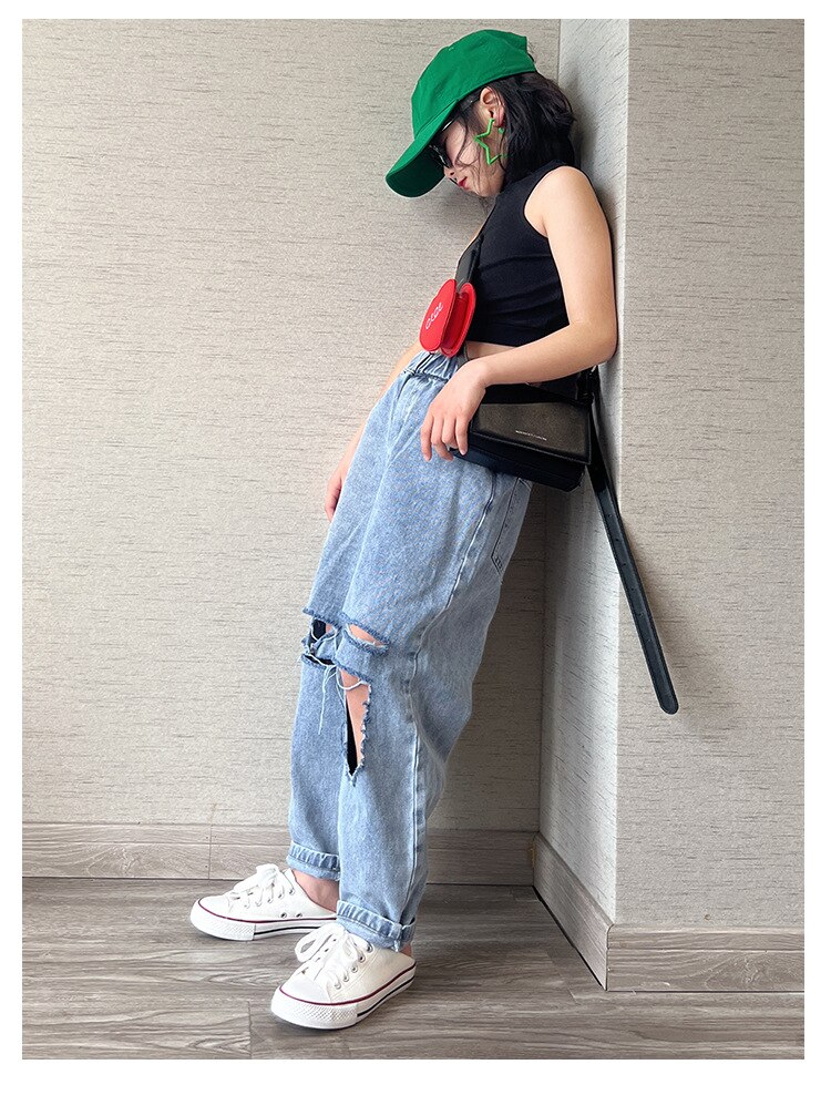 Dziewczyny porwane jeansy 8 0 12 yearsBlue spodnie dżinsowe 2022 nowa, w stylu Streetwear moda dla dziewcząt nastolatek stroje jeansowe
