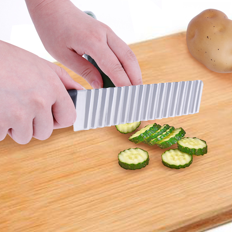 1PC Stainless Steel Wavy Cutter Potato Carrot Waves Cutting Slicer Fry Food Slicer Blade Vegetable Salad Chopping Knife