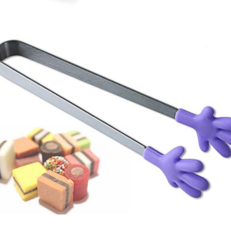 Pinza de acero inoxidable para cocina, utensilio de cocina de silicona, pinza de alimento para hielo, barbacoa, ensalada, Clip de mano
