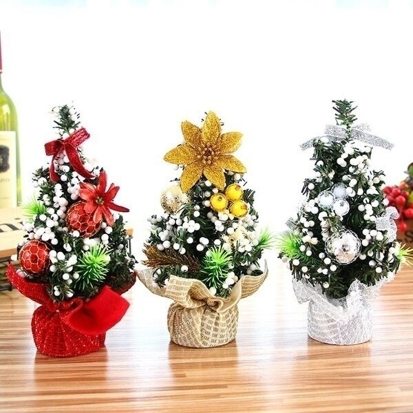 20cm Mini Christmas Tree Decor Desk Table Decor Small Party Ornaments Xmas