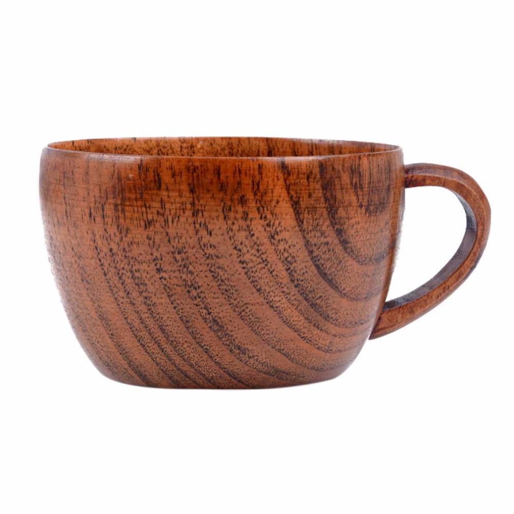 260ml / 8.8 oz Natural Jujube Bar Wooden Cups Mugs With Handgrip Coffee Tea Milk Travel Wine Beer Mugs For Home Bar