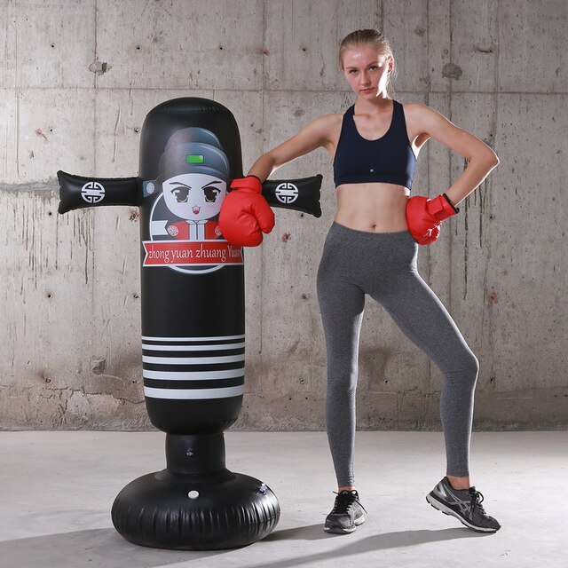 Inflatable Stress Punching Tower Bag Boxing Standing Water Base Training Fitness Pressure Relief Bounce Back Sandbag 1.6M: 1.6m person