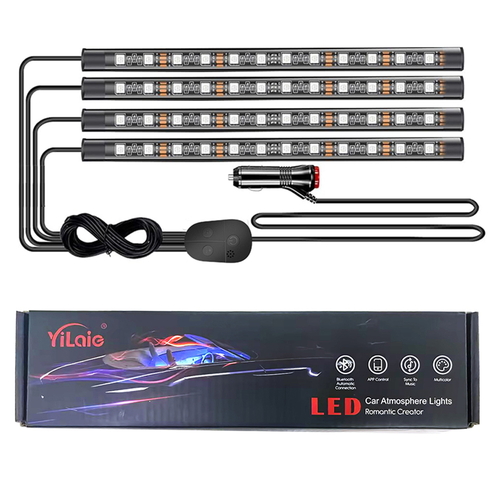 Ambient Foot Light Strip Car Neon Interior LED RGB Light Strips With Control Auto Decorative Lamps Chassis Light Strips: 8000 k biały niebieski