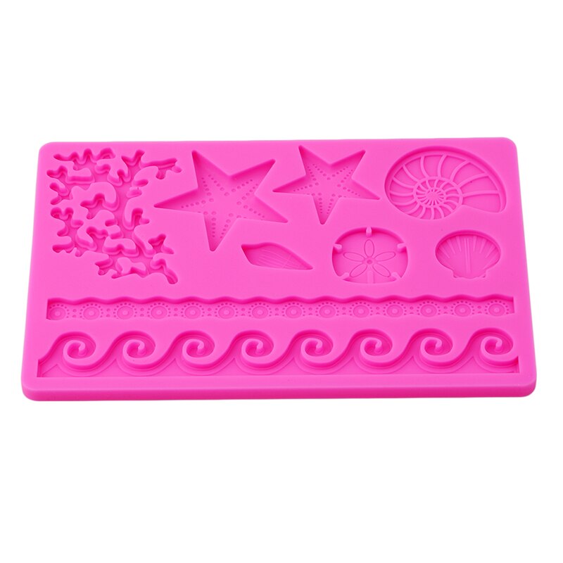 Underwater World Conch Shell Form Silicone Mould DIY Wave Star Fondant Cake Decoration Tools Embossing Mold Kitchen Baking Tool
