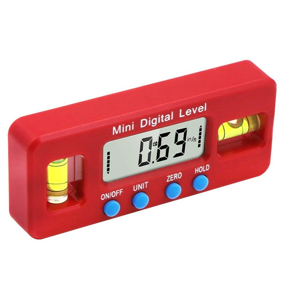 1pcs Mini Digital Protractor Inclinometer Magnetic Angle Finder Level Gauge ABS Red LCD Display Digital Level Box Measuring Tool: Red