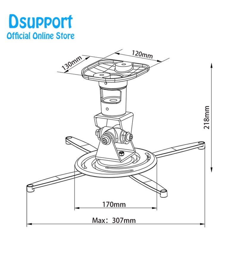 Aluminum Alloy 360 Degree Universal Projector Mount Bracket Ceiling Wall Hanger YSPR01