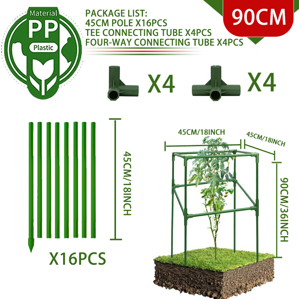 45/90/135/180cm Tomato Cages for Garden,Square Tomato Cage Heavy Duty,Height-Adjustable Tomato Trellis for Raised Garden Bed: Beige