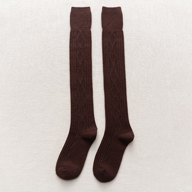Tykke varme sokker vinter kvinder langstrømpe varme lår høje sokker dame piger uld over knæ sokker vinter termisk blød