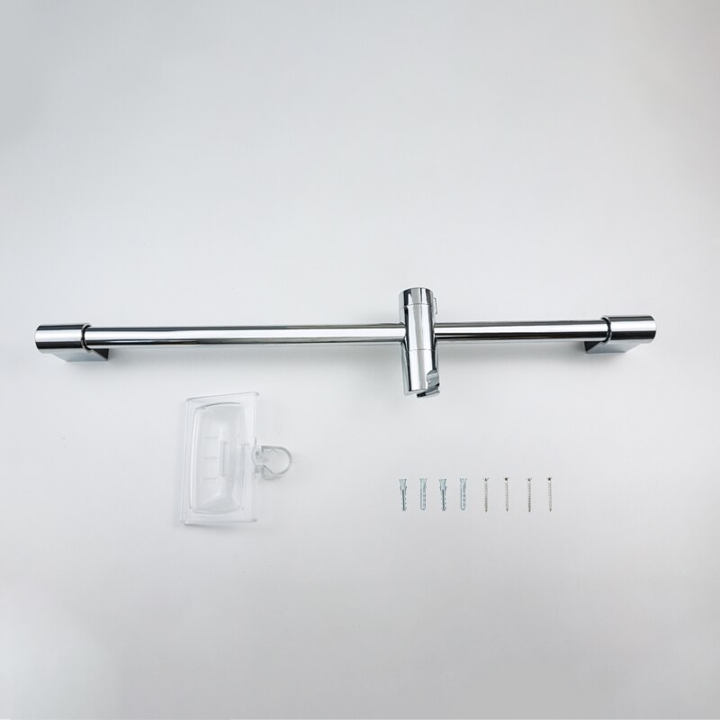 Shower Riser Rail Sliding Bar with Soap Dish Bathroom High Pressure Handheld Rain Shower Sprayer Head Chrome Adjustable Holder