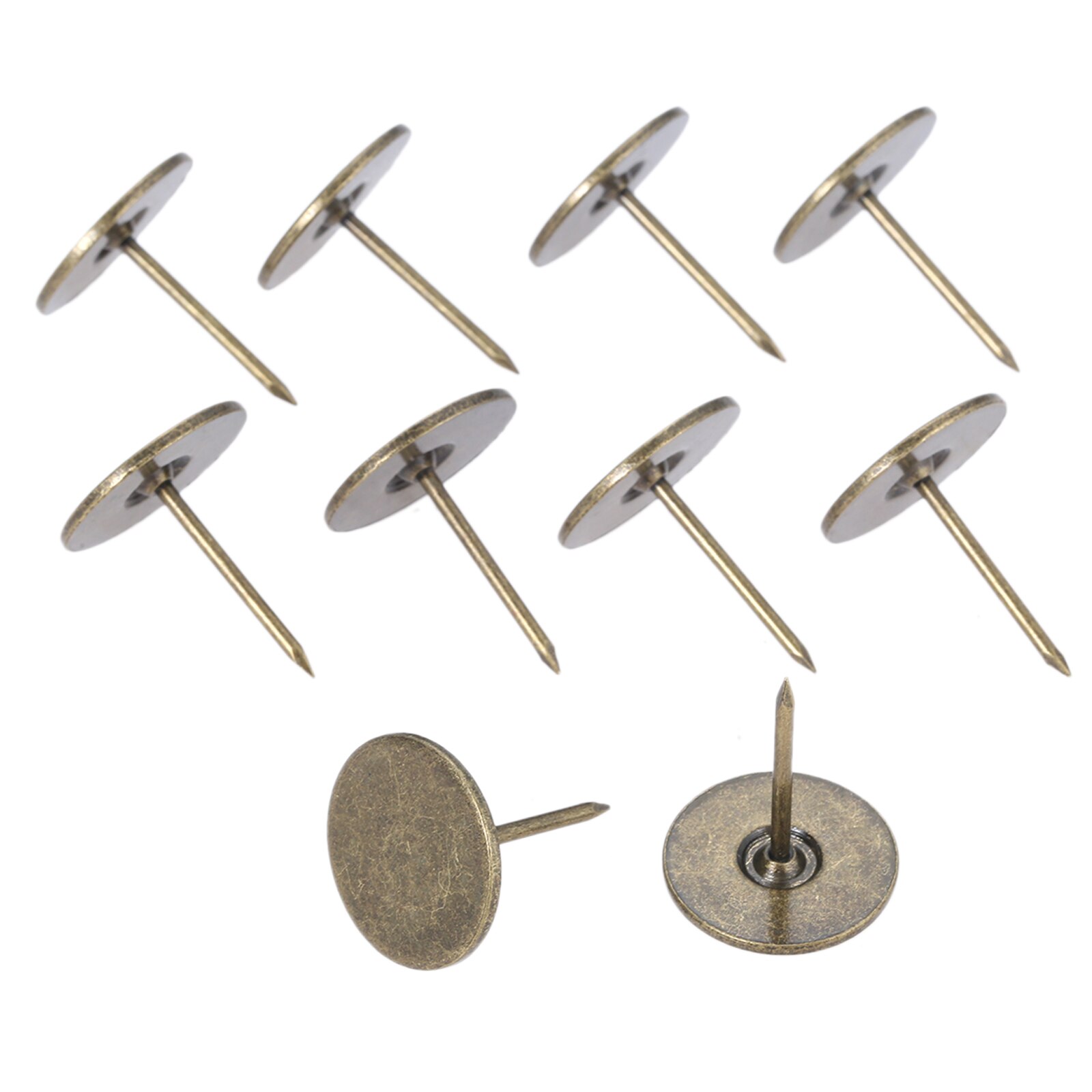 50 Stuks Vintage Kopspijkers Antiek Brons Nagels Platte Kop Metalen Nagels Sieraden Case Sofa Bekleding Nagels