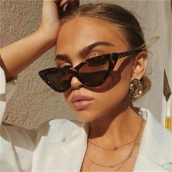 Cat Eye Sunglasses Women Vintage small glasses woman mirror Sunglasses Female Brand Retro: Leopard
