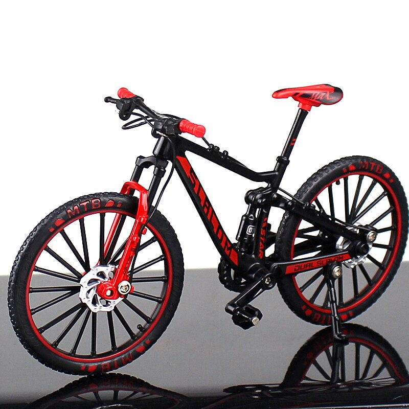 Alloy Bicycle Model 1:10 Mini Simulation Bicycle Toy Metal Racing Mountain Bike Portable Collection Children's Toy: Red