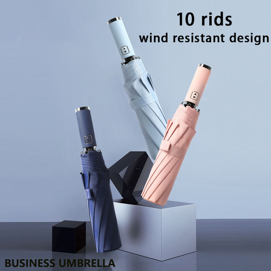 Stylish Automatic Umbrella - UV Protection, Windproof with 10 Reinforced Ribs, for Sun & Rain