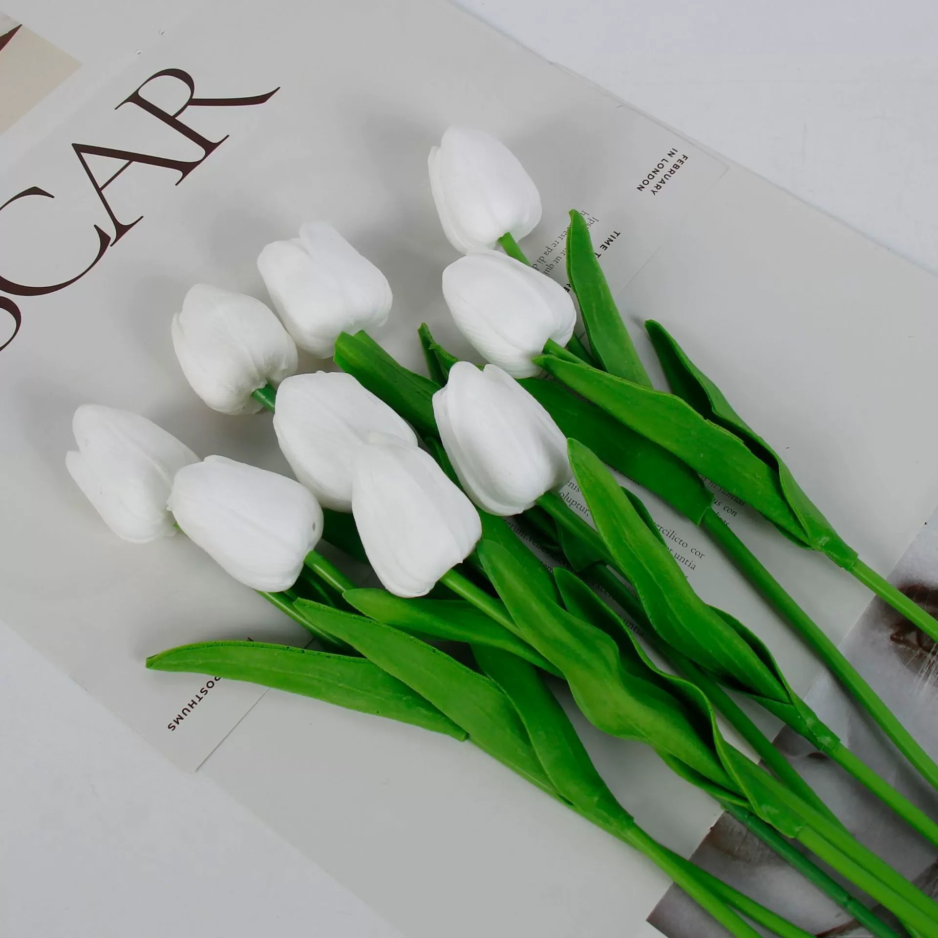 10pc Tulpe Hochzeit Künstliche Blumenstrauß Künstliche Blume Brautstrauß draussen Hausgarten Blumenstrauß Party Vase Dekorative Pflanze: Beige