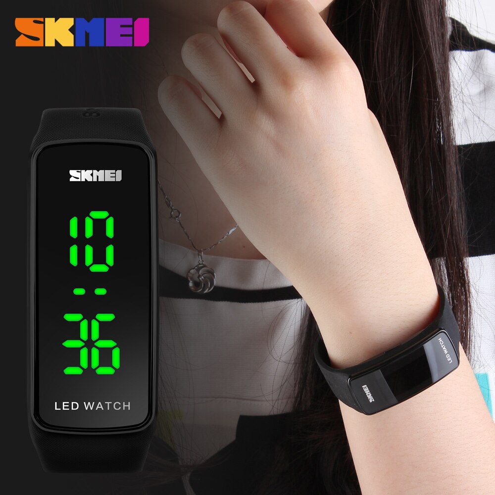 Skmei sport digitale horloges voor dames led digitale waterdichte polshorloges siliconen band complete kalender relogio feminino girl