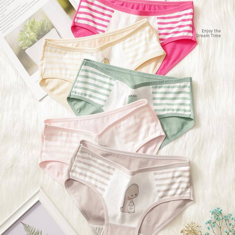 Calcinha com desenhos de animais fofos para mulher, roupa interior respirável de algodão macio plus size, lingerie sexy calcinha feminina: M / 4