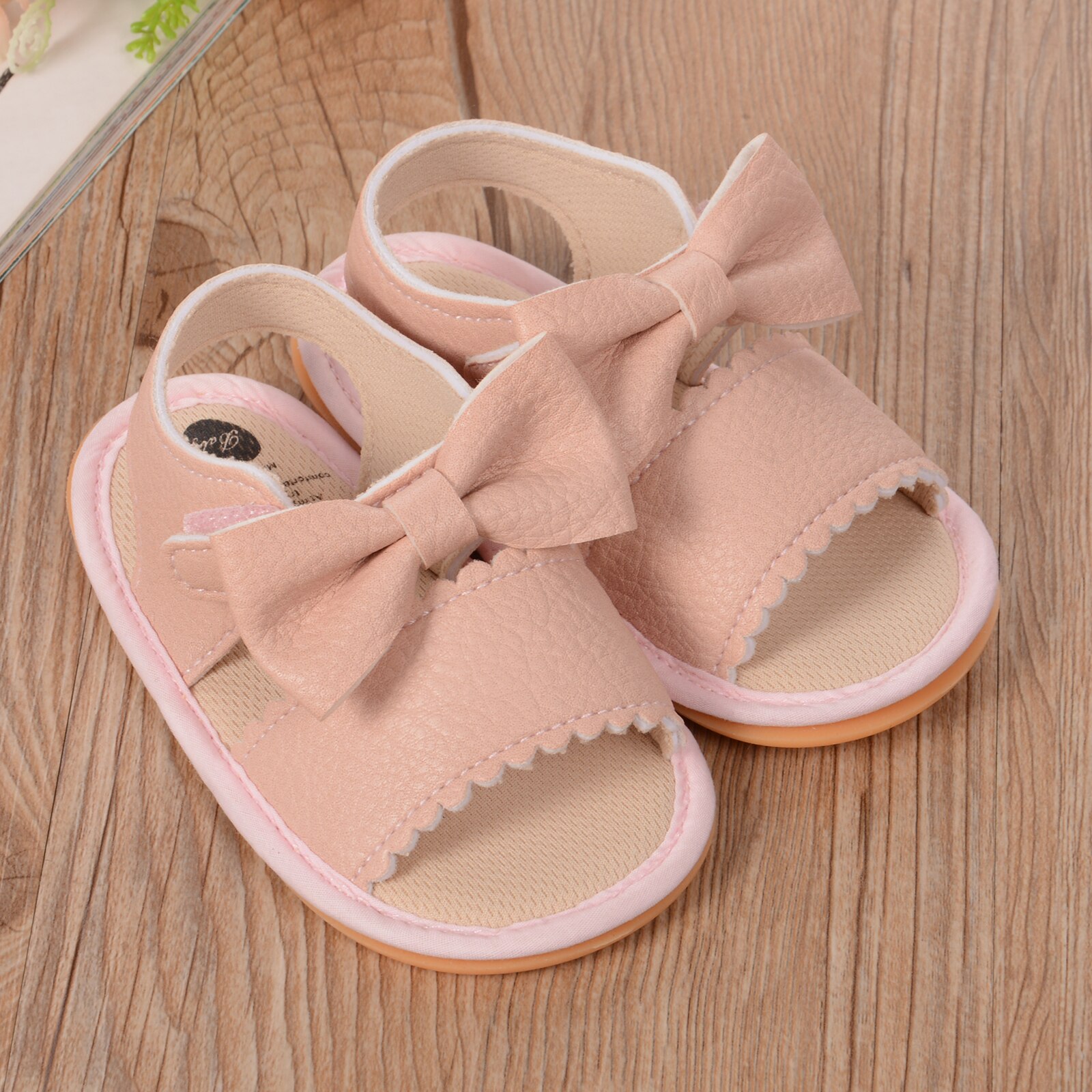 Sandalias para bebé y niña, zapatos para caminar con lazo de Color sólido, calzado para bebé de 0 a 18 meses
