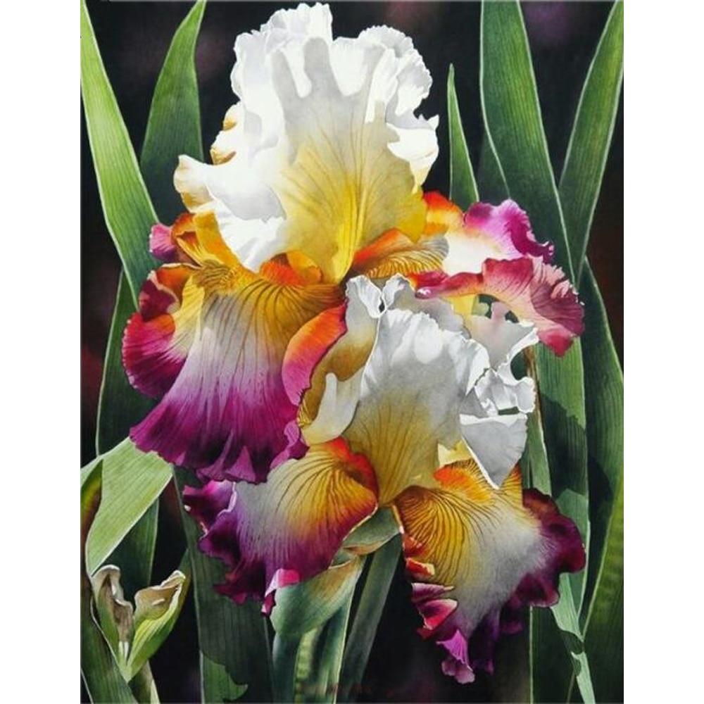DIY 5D Diamond Painting iris flower Full square circular Diamond Embroidery Rhinestones picture purple floral decor FG1886
