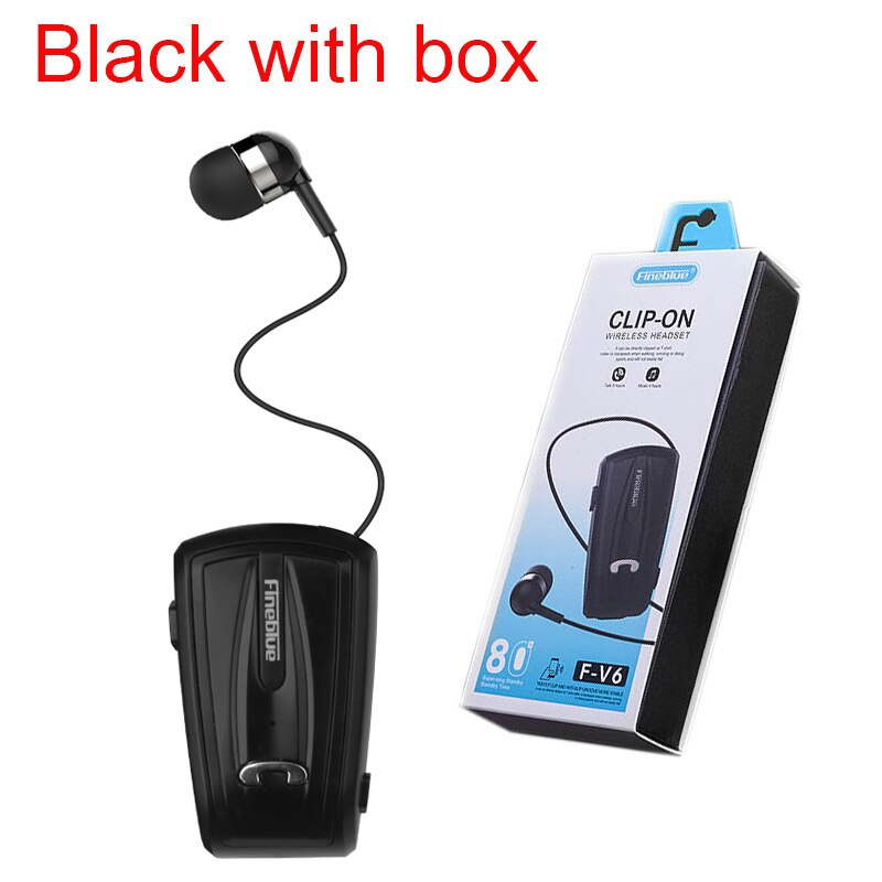 Fineblue F-V6 Wireless Bluetooth Earphones Portable Business Headphones Wear Clip Hands-free with Mic pk F920 F930 F960 F980: Black with box