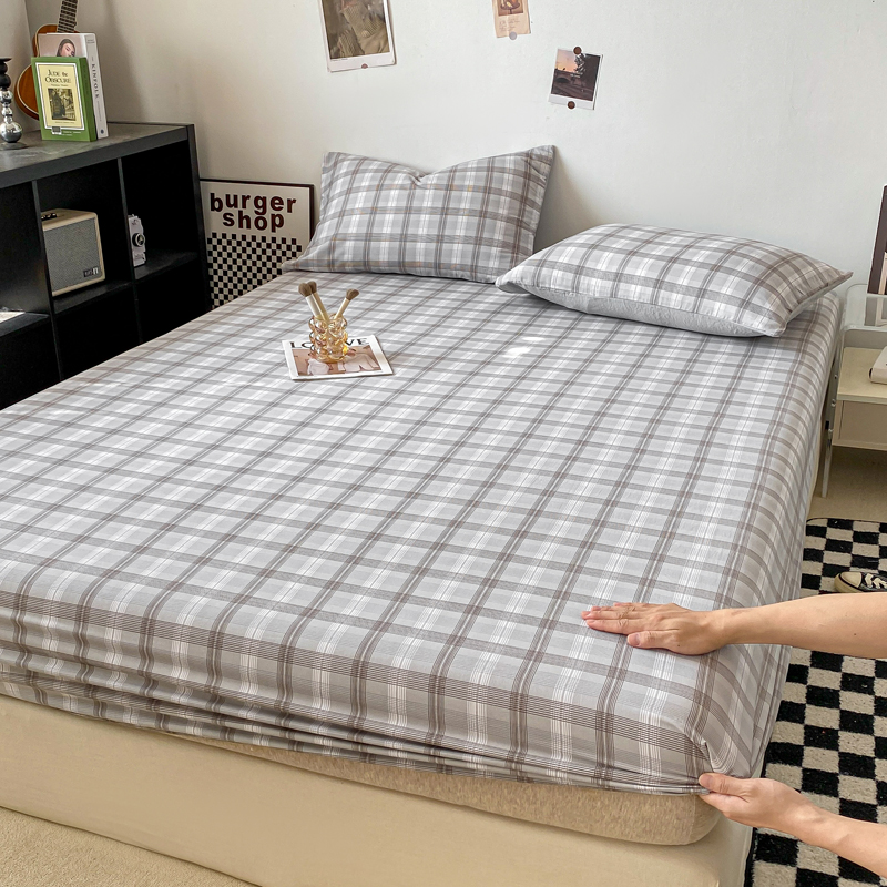 Sábana bajera de estilo a cuadros, funda de cama agradable para la piel, Sábana elástica para niñas y niños, ropa de cama iluminada para el hogar (sin funda de almohada)