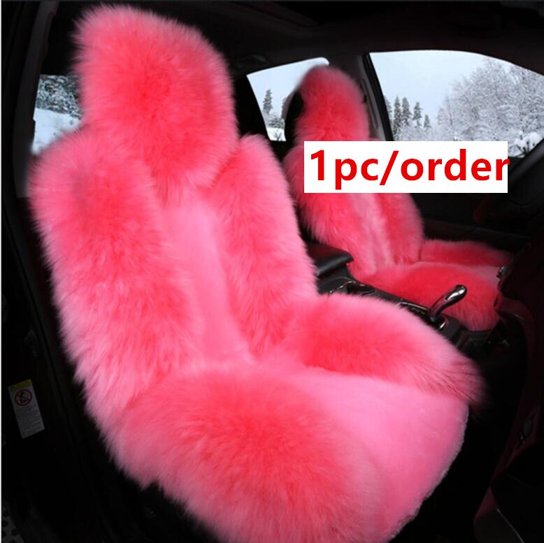 Auto Interieur Accessoires Auto Stoelhoezen Schapenvacht Kussen Styling Bont Auto Stoelhoezen 6 Kleur Voor Back Covers D001-B: Single seat Pink