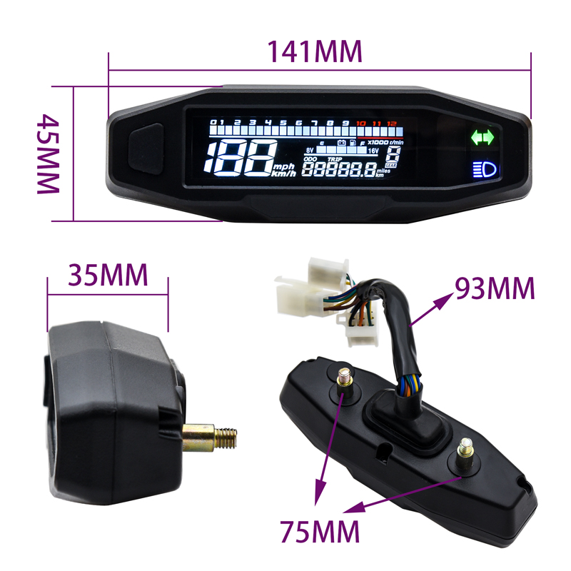Universal Motorcycle LCD Speedometer Digital Odemeter Electric Injection and Carburetor Meter Tachometer Meter Fast