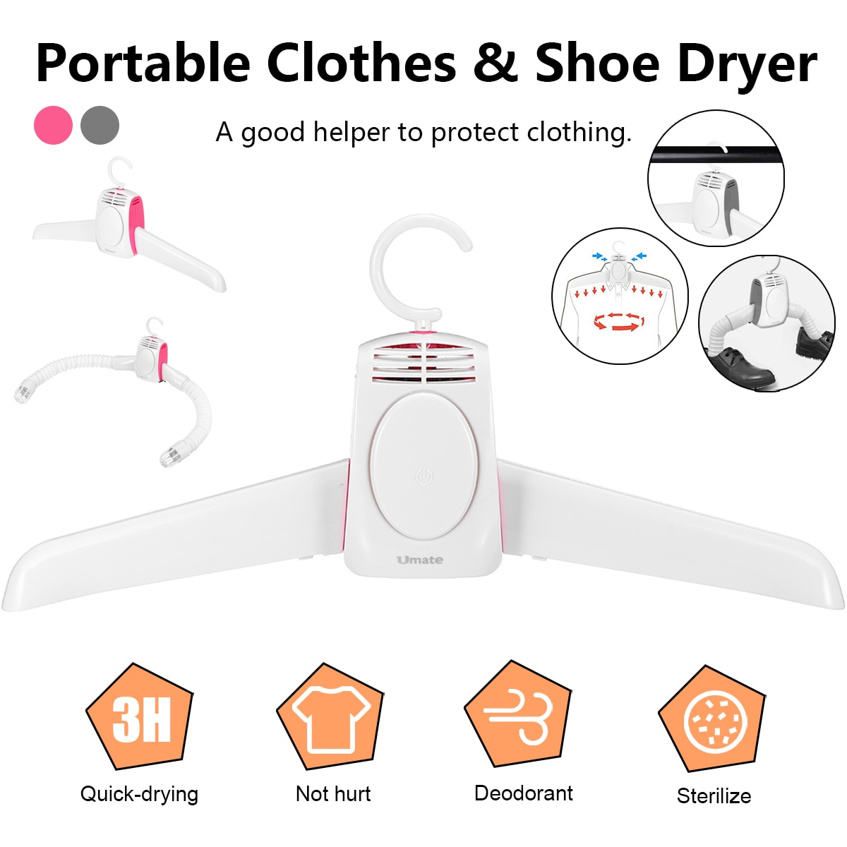Colgadores portátiles para ropa, zapatos, secador eléctrico de ropa, zapatos inteligentes, secador, estante, abrigo para invierno, hogar, viaje, estante, perchas, calentador