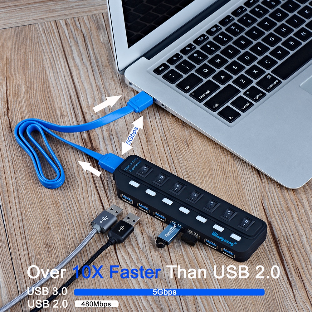USB 3.0 HUB Typ-C HUB Multi USB Splitter 4/7 Port Expander Mehrere USBC 3 Hab Verwenden Netzteil USB 3.0 Hub mit Schalter für PC