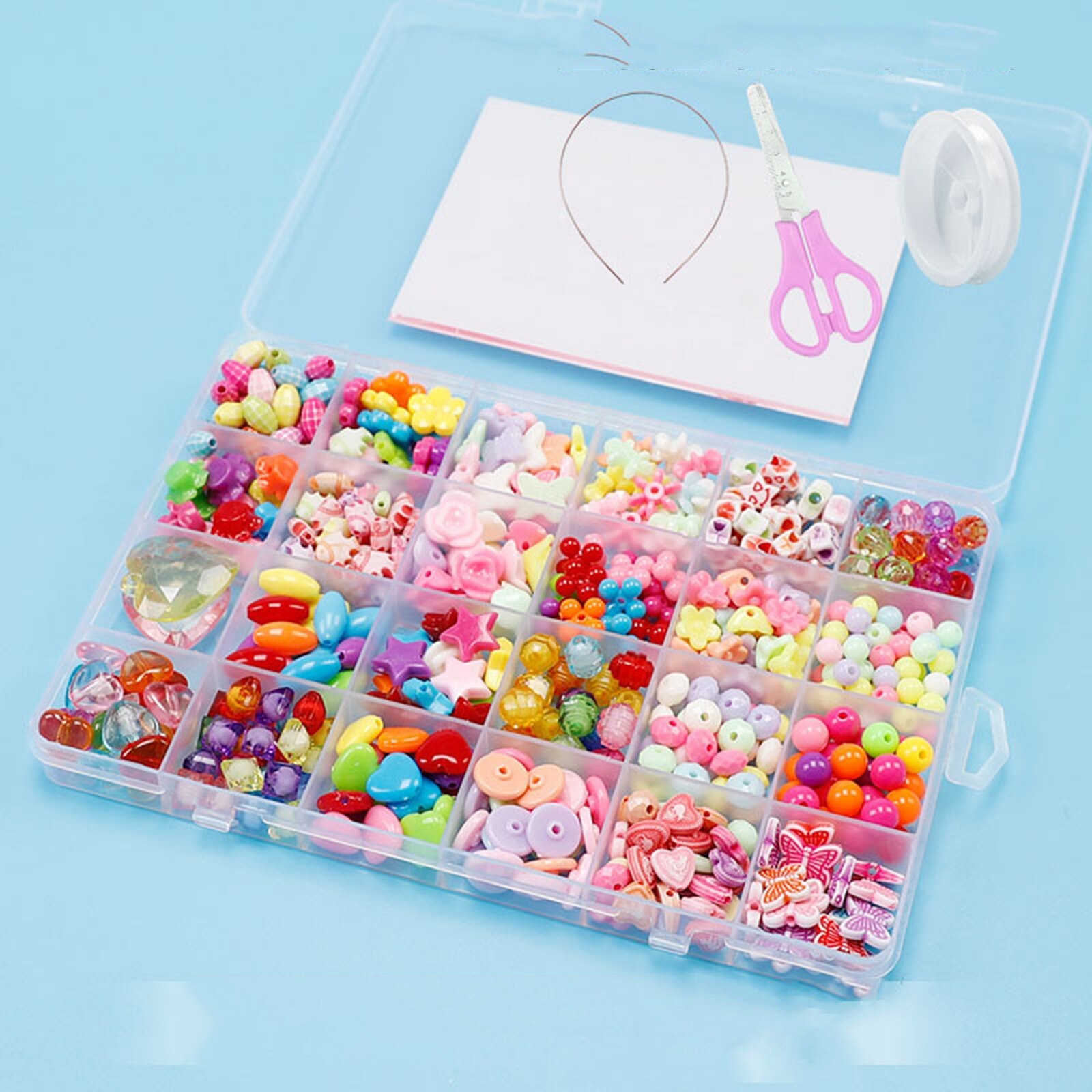 1 Set Acrylic DIY Handmade Beaded Kits For Girls Bracelet Necklace DIY Jewelry Making Craft Cute Heart Materials Accessories: 08