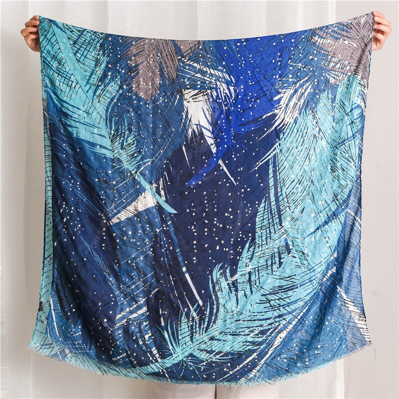 Luxe ombre viscose sjaal met veren en franjes, damesprint, zachte hijab sjaal, foulards, moslim snood 180*100cm