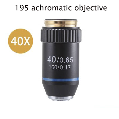 195 Objetivo acromático negro 4X 10X 20X 40X 60X 100X para lente objetivo de microscopio biológico RMS 20,2mm piezas de objetivo: Rojo