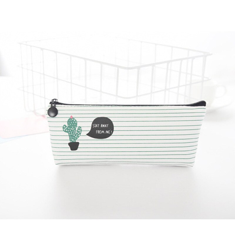 Fabric Canvas Cactus Pencil Case Cute School Pen Case Novelty Stationery Office Crayon Pencil Box Pen Bag Kawaii School Supplies: A