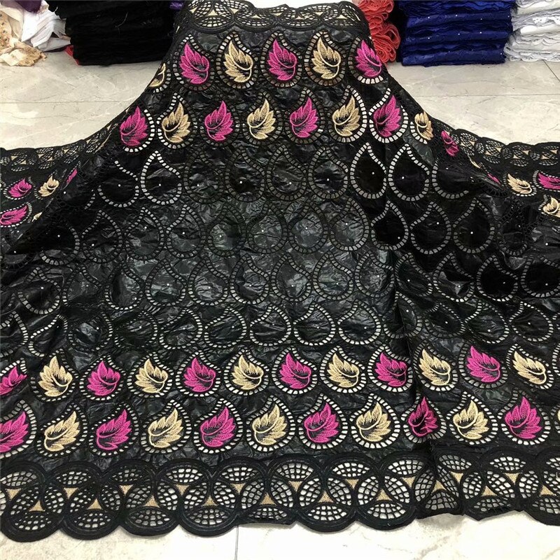 5 Yards bazin riche fabric latest Bazin Brode with mesh embroidered bazin rich fabric African lace fabric for cloth cotton