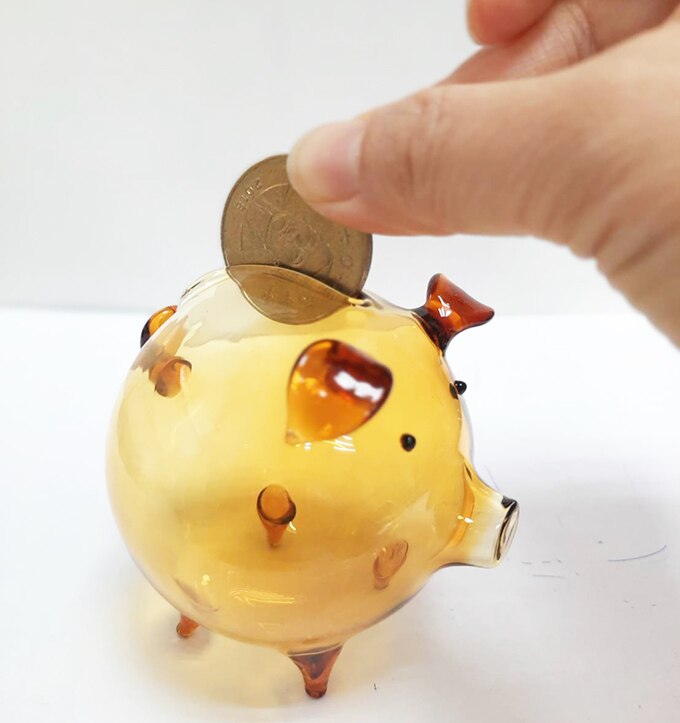 Tirelire décorative bon marché, cochon cochon drôle, Transparent Hucha infantile, organisateur de pièces de monnaie HX50MB: Champagne