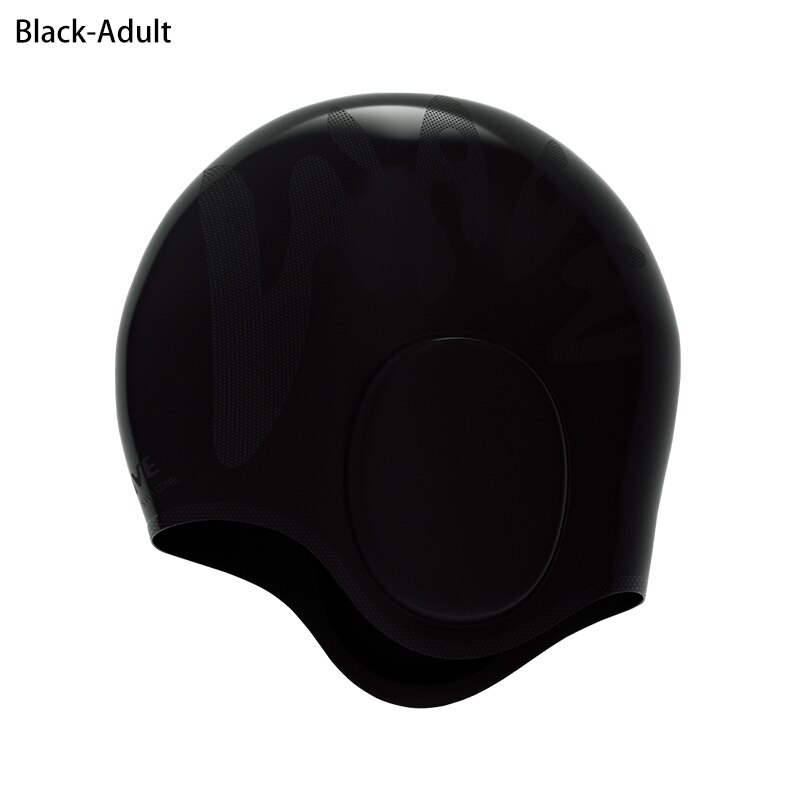 Kinderen Zomer Duurzaam Siliconen Badmuts Met 3D Gehoorbescherming Badmuts Voor Mannen Vrouwen Badmuts Voor Korte Lange haar: Black-Adult