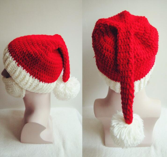 Los hombres y las mujeres barba tejido hecho a mano de lana sombrero de Navidad Santa Claus mano de punto Unisex de