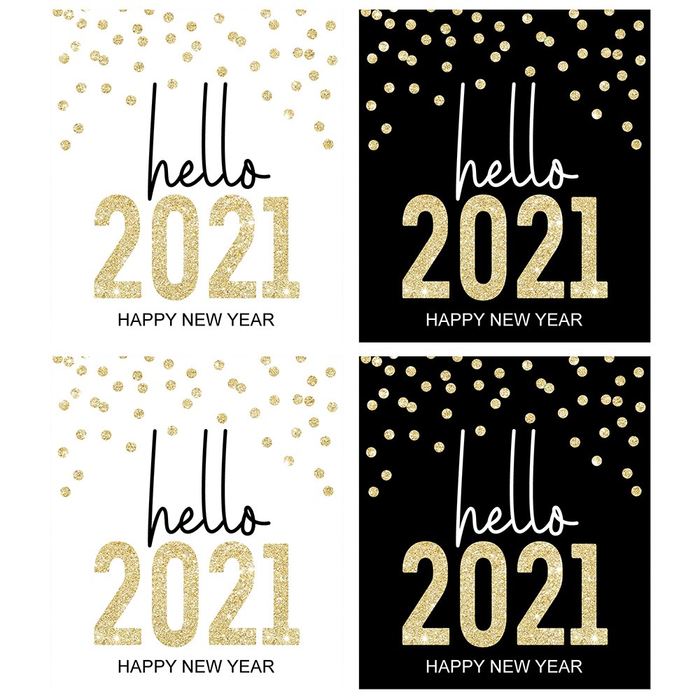 Year Wine Bottle Label Sticker Cheers NYE Party Champagne Gold Black Bottle Label