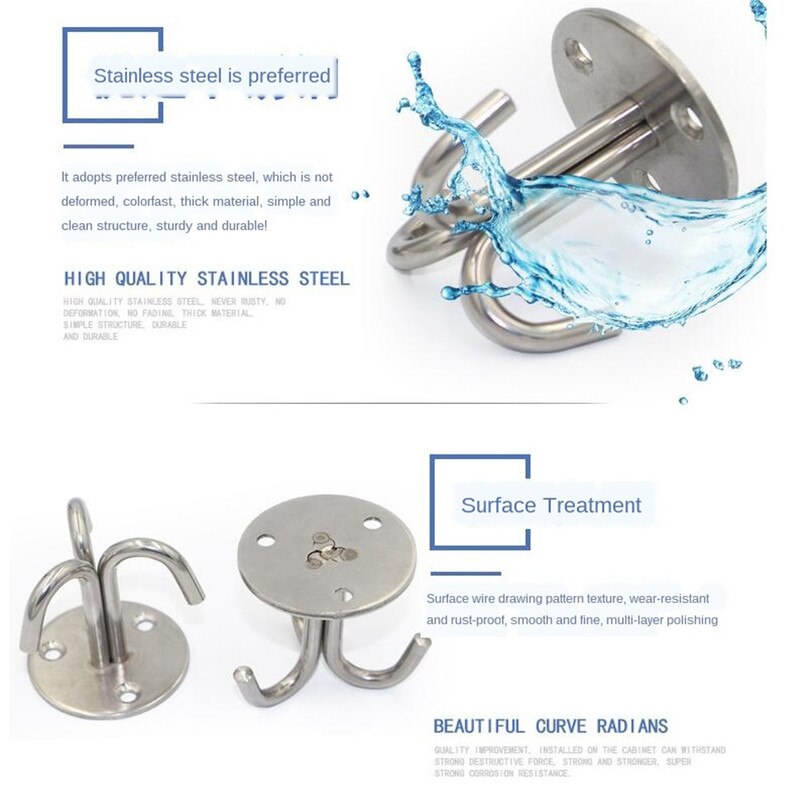 Stainless Steel Three Claws Ceiling Hook Fixed U Type Hook Hanging Seat Chandelier Tools Wall Install Home Furniture Hardware