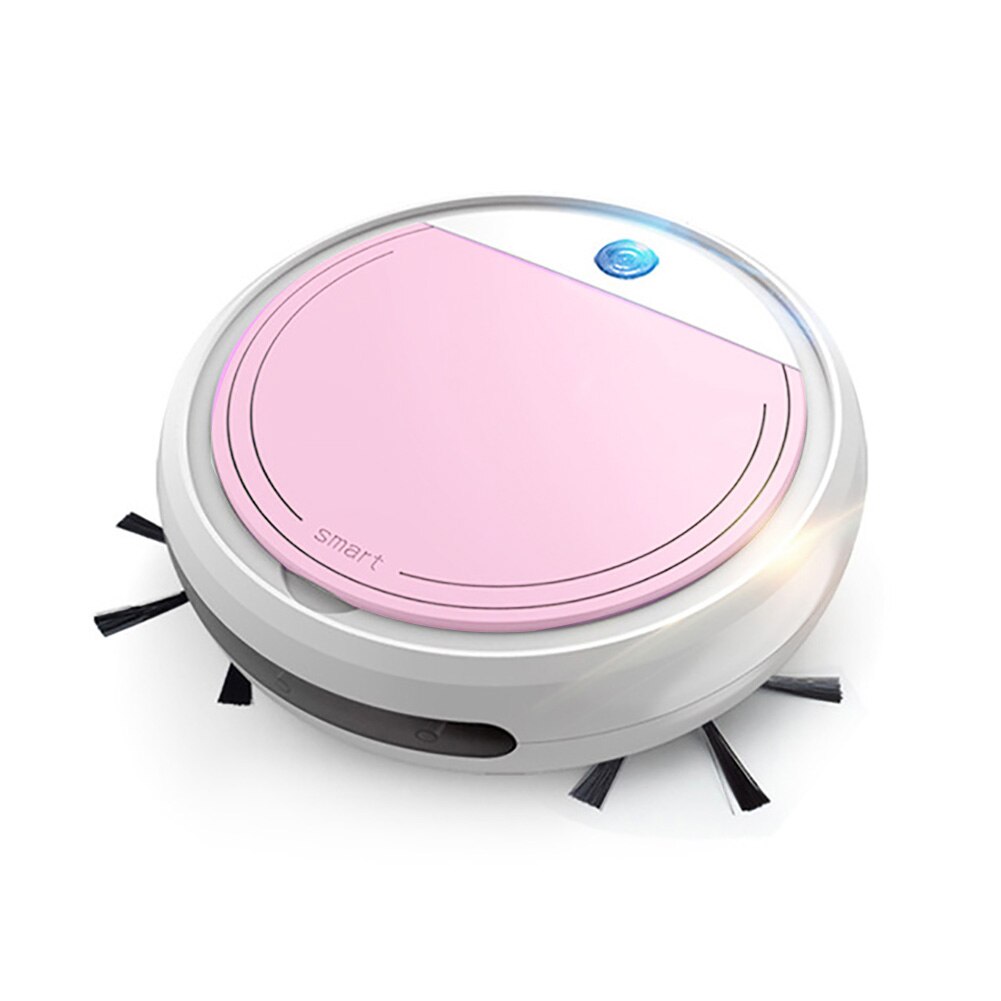 1Pc Rechargeable Home Automatic Smart Vacuum Cleaner Robot UV Disinfectioned Floor Dust Sweeper: White Pink